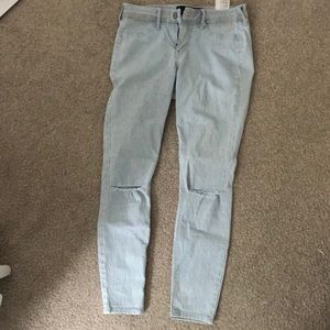 Pin Stripe Jeans with Knee Rips